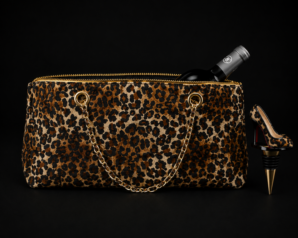Leopard Insulated Wine Bag and Stopper Set