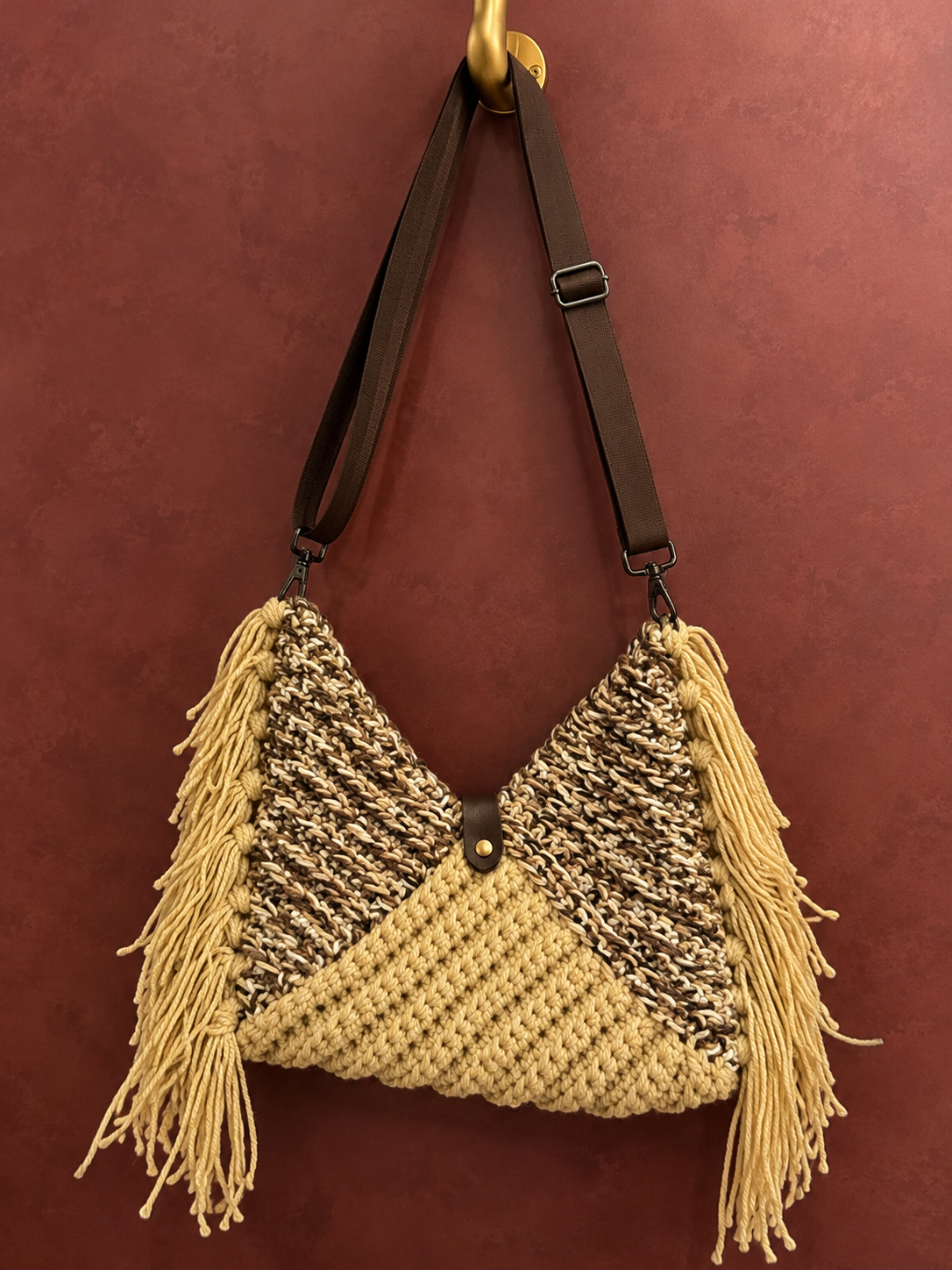 Fringe Triangle Hobo Bag