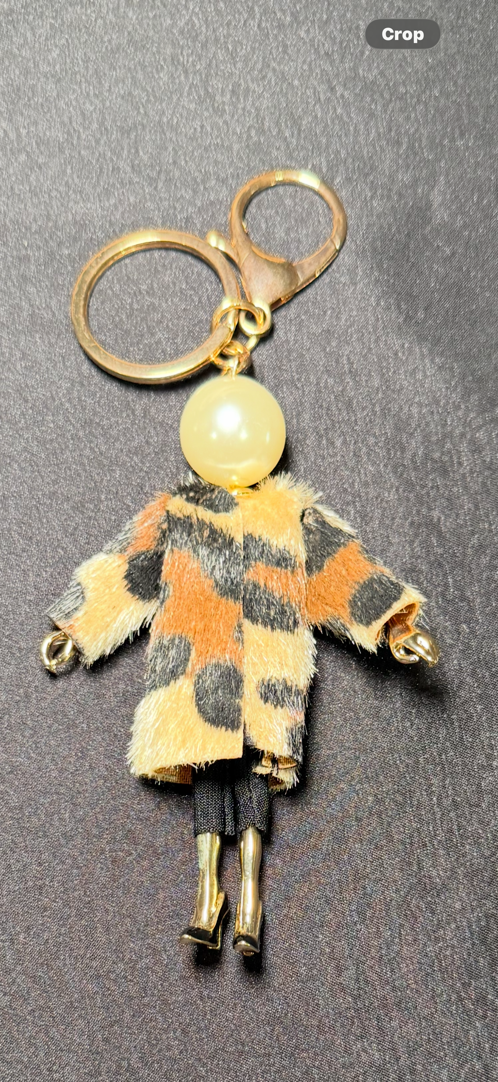 Fashionista Doll Bag Charm with Leopard Print Coat