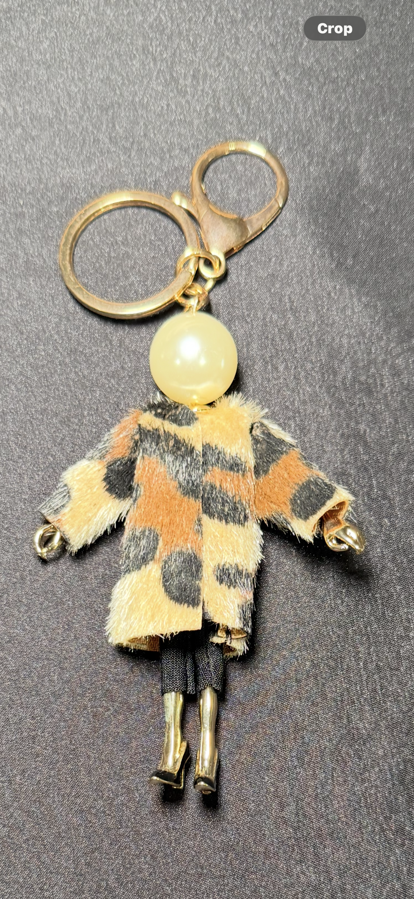 Fashionista Doll Bag Charm with Leopard Print Coat