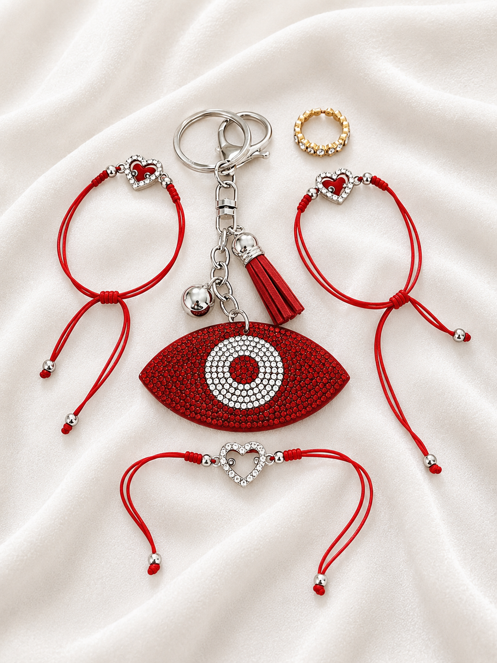 Heart Slippers, Apron and Evil Eye Key Chain