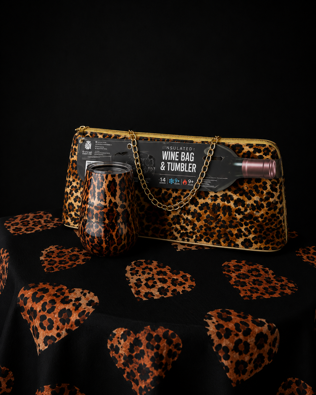 Leopard Insulated Wine Bag and Stopper Set