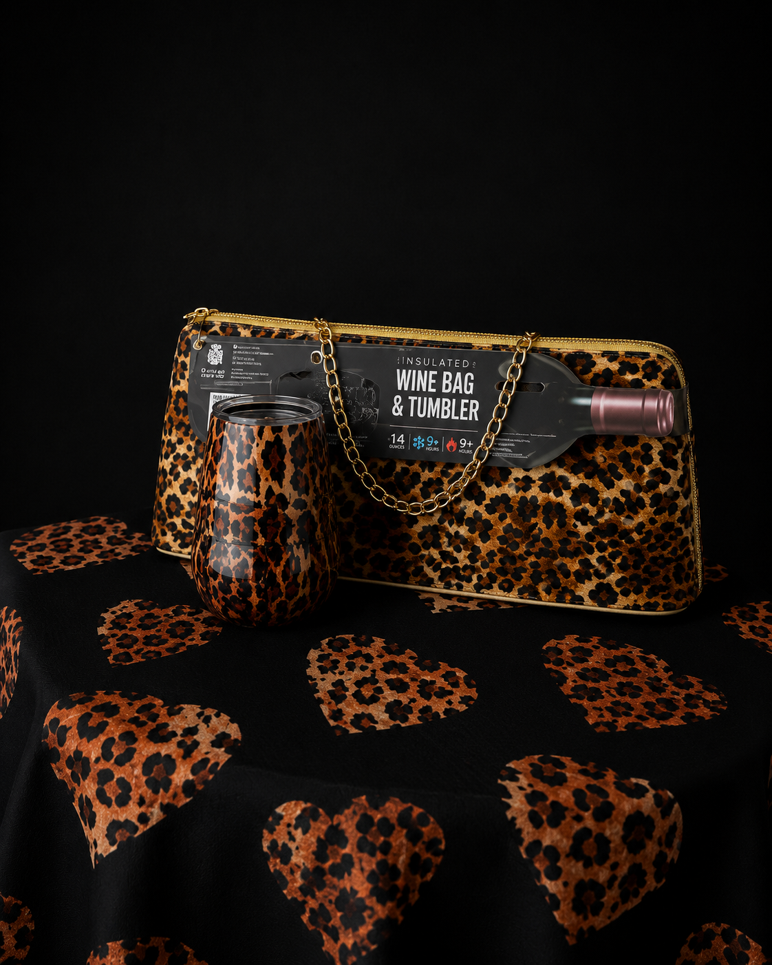 Leopard Wine Bag/Tumbler and Apron