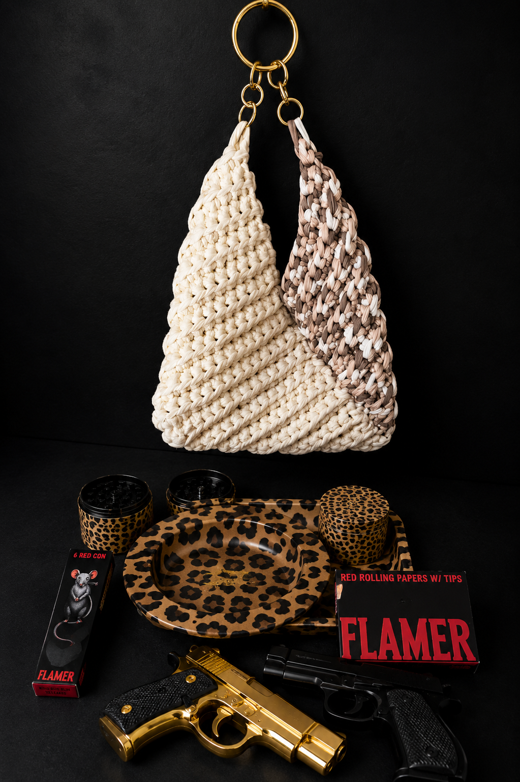 Leopard Weed Grinder , Rolling Tray and Ashtray
