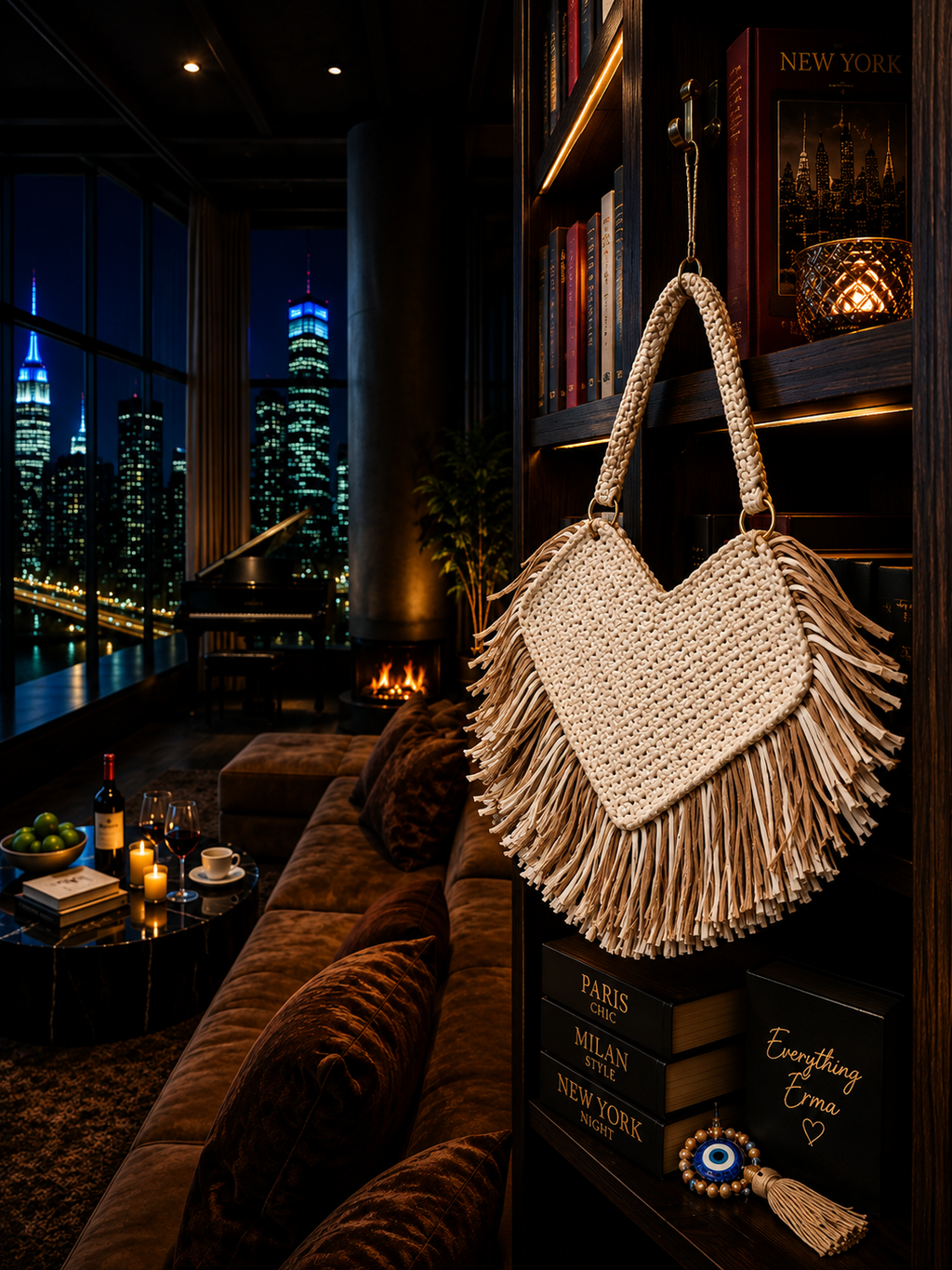 White Leopard Fringe Hobo Bag