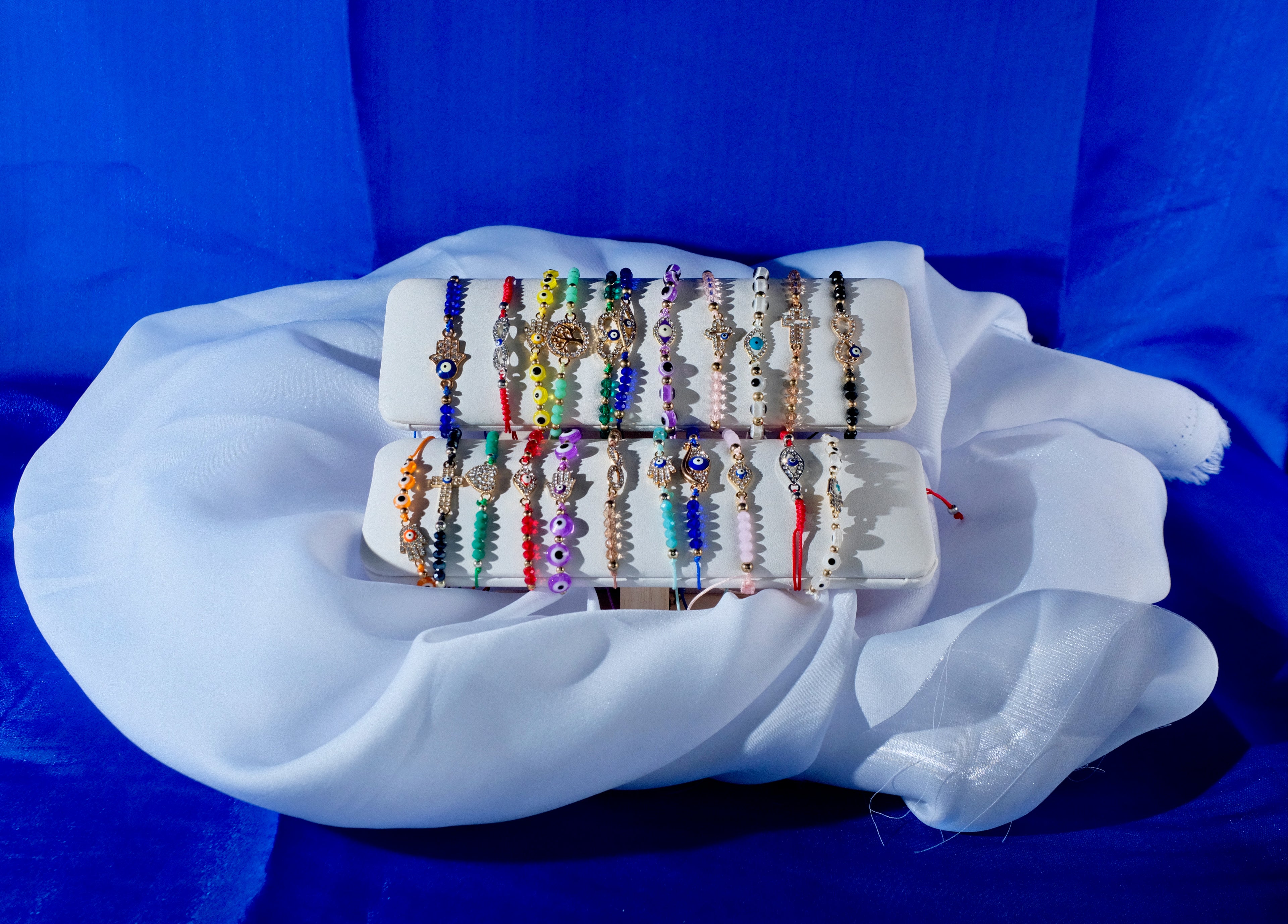 Assorted Evil Eye Protection Set (5 Adjustable String Bracelets) - Seller's Choice