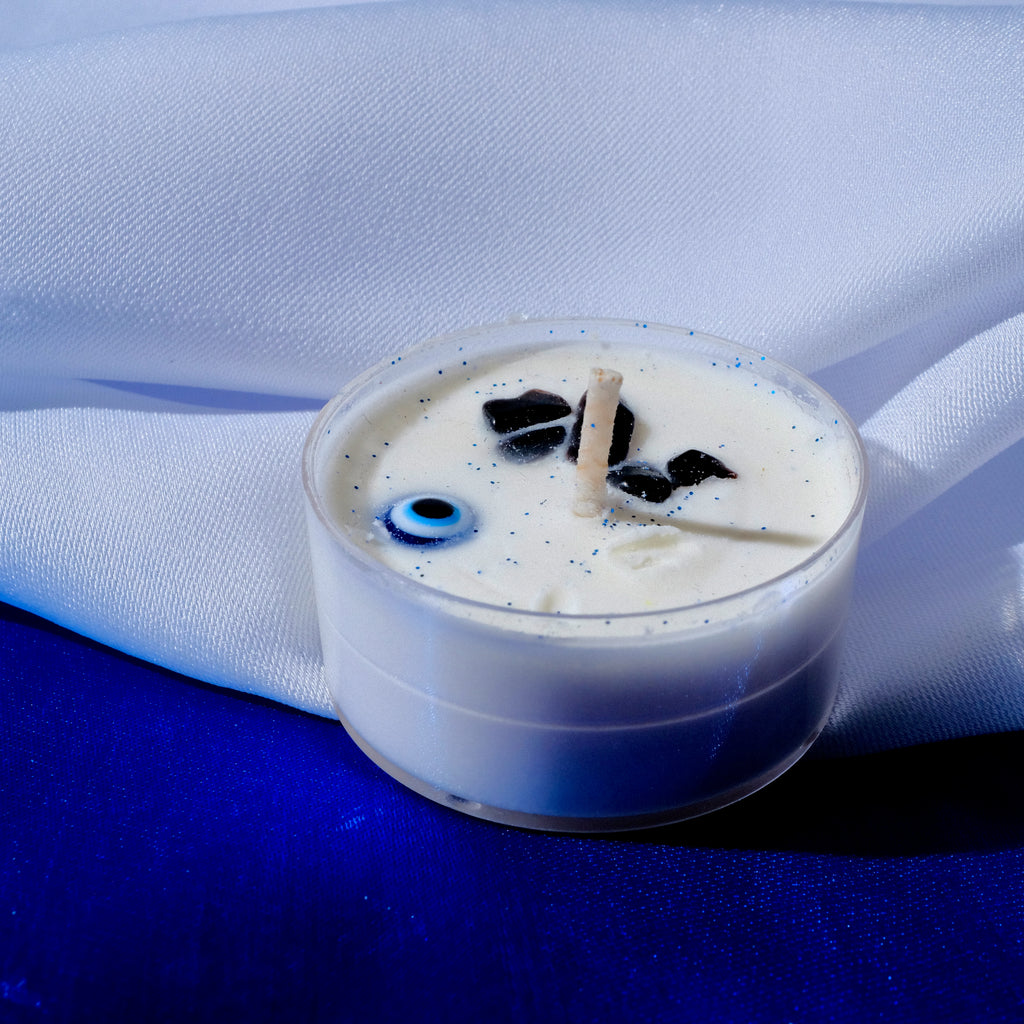 1 Evil Eye Candle Holder, 3 Evil Eye Candles