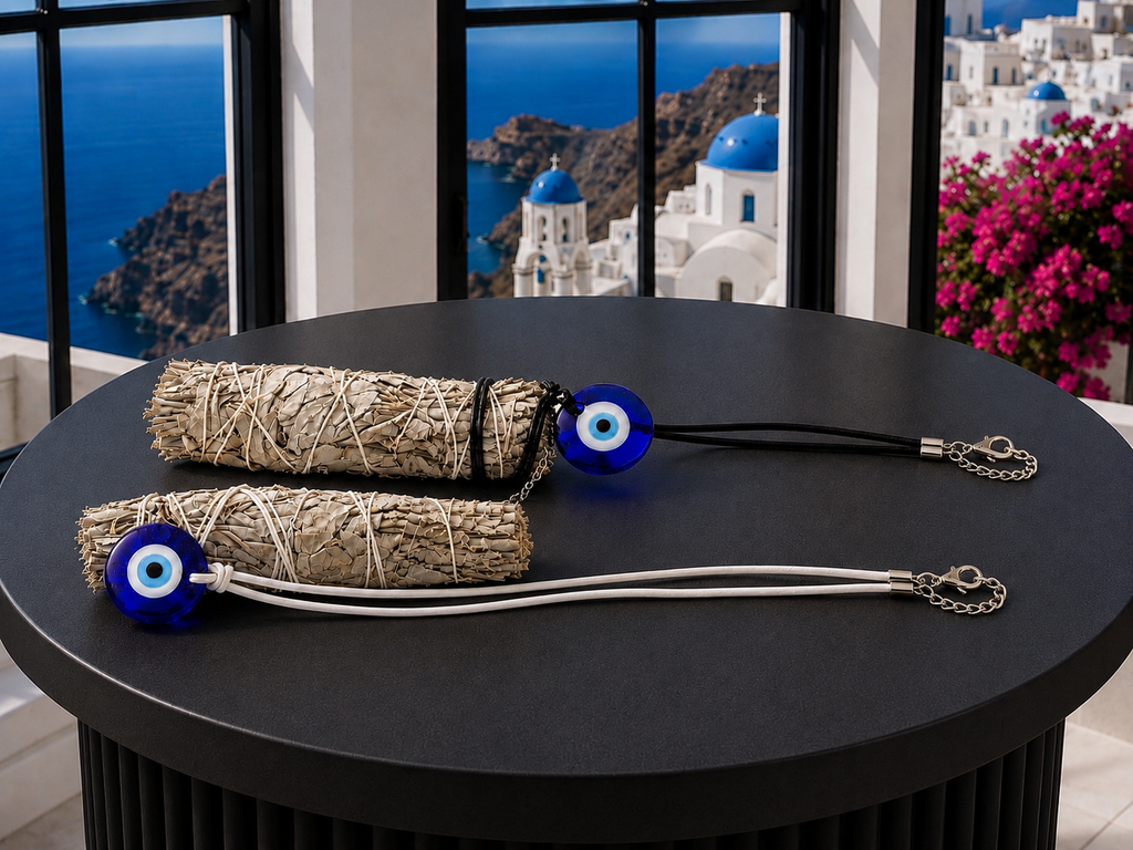 Evil Eye Slippers and Sage Set