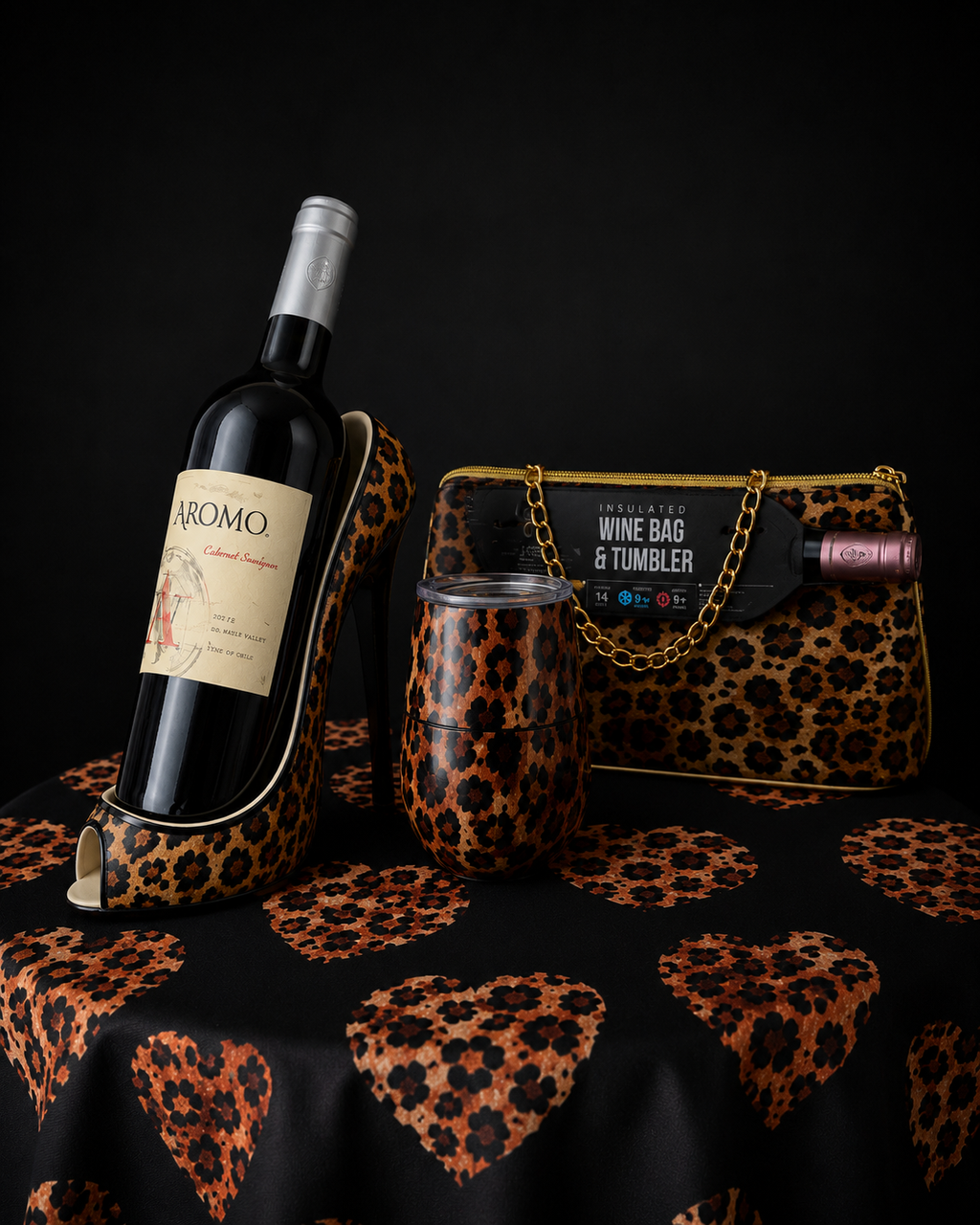 Leopard Wine Bag/Tumbler and Apron