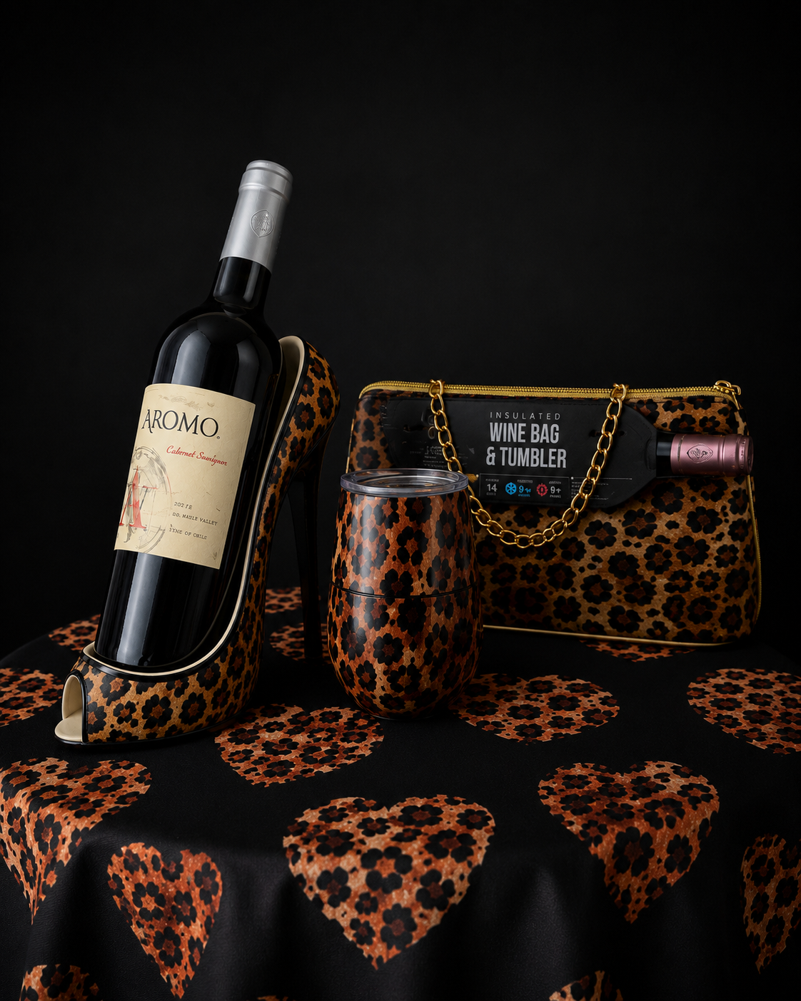 Leopard Wine Bag/Tumbler and Apron