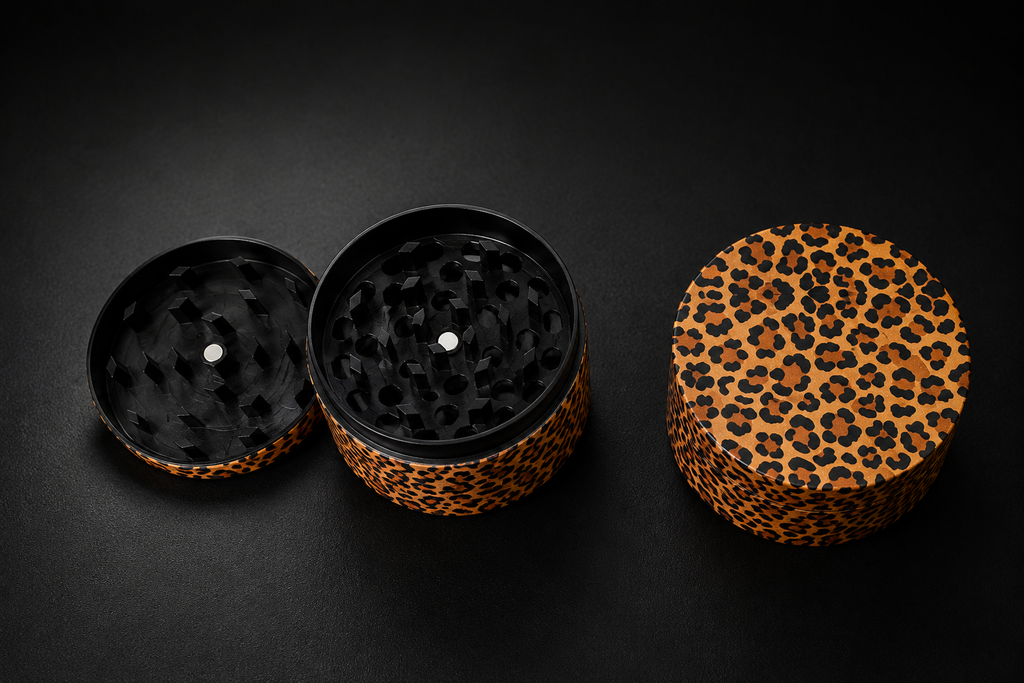 Leopard Weed Grinder , Rolling Tray and Ashtray