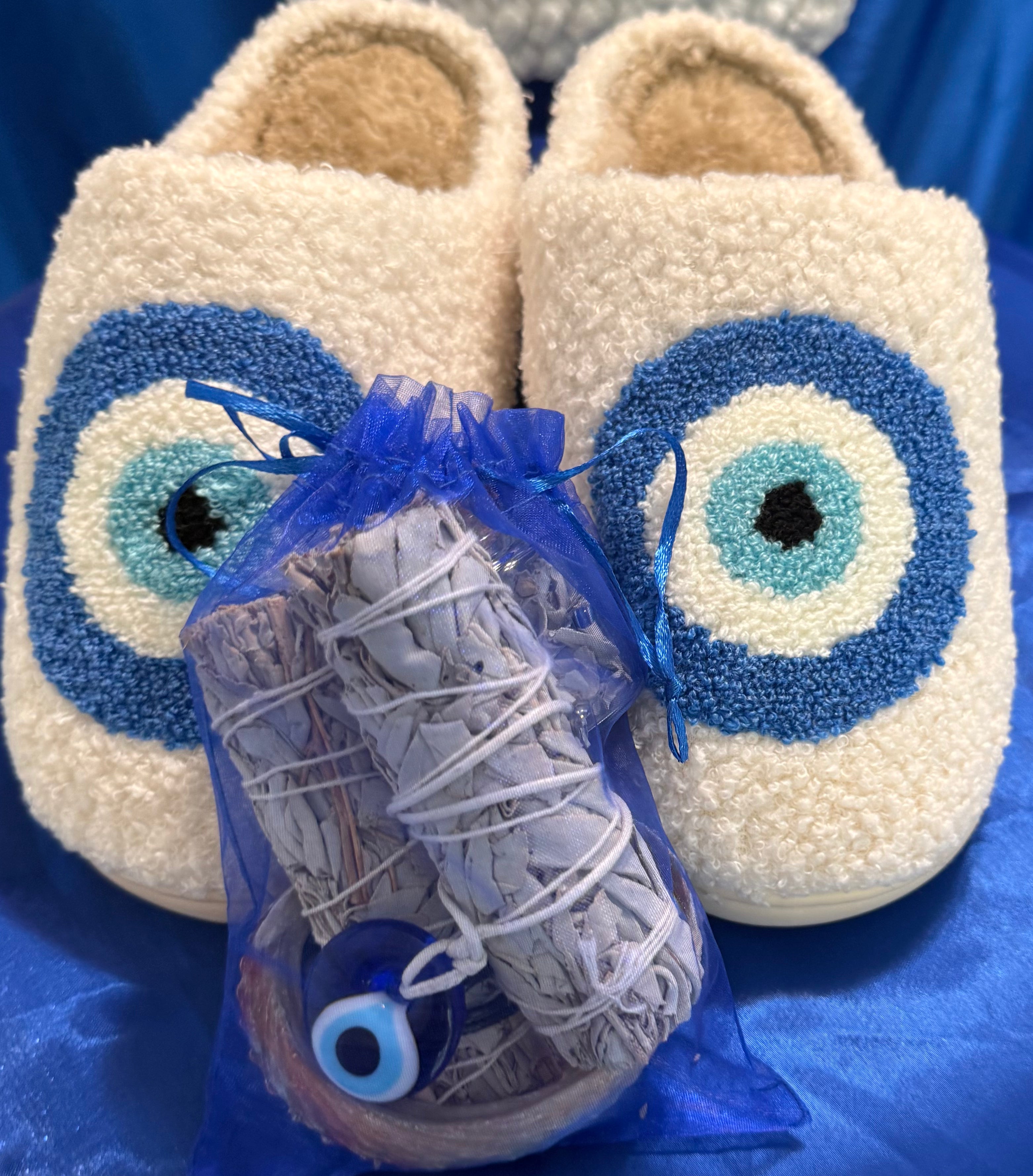 Evil Eye Protection Ritual Set - Slippers, Sage, & Seeing