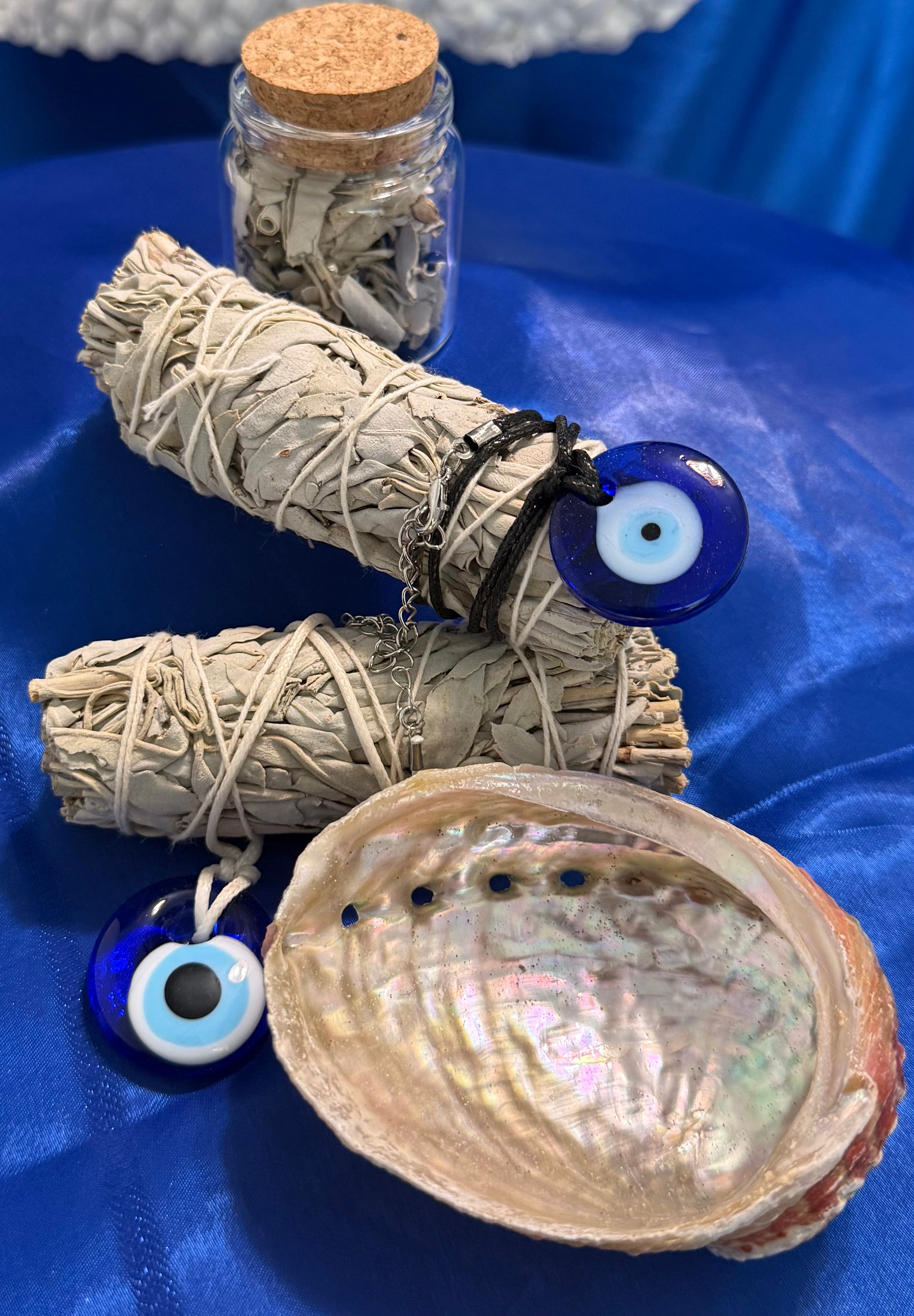 Evil Eye Protection Ritual Set - Slippers, Sage, & Seeing