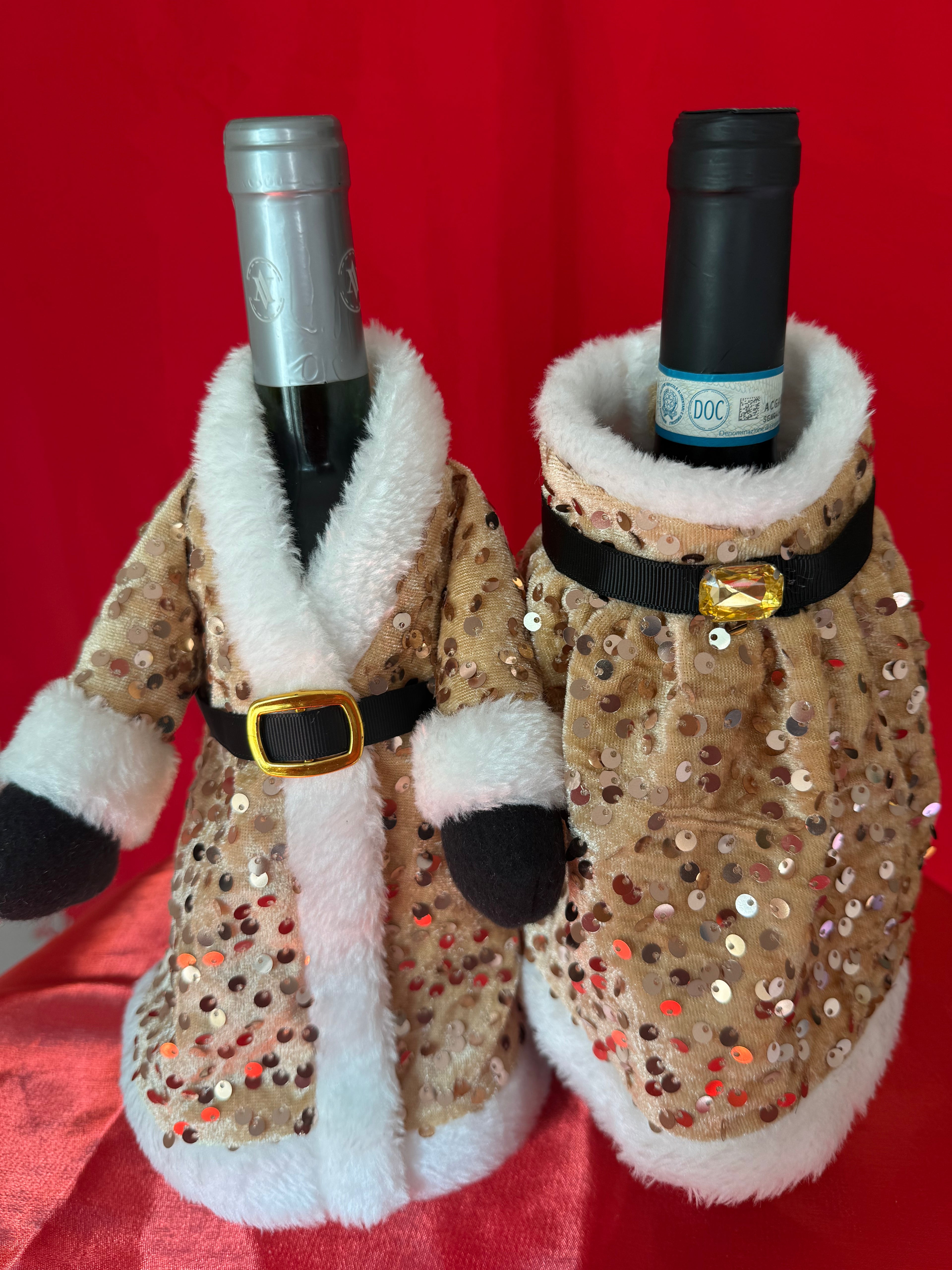 Sequin Gold Holiday Attire for Bottles