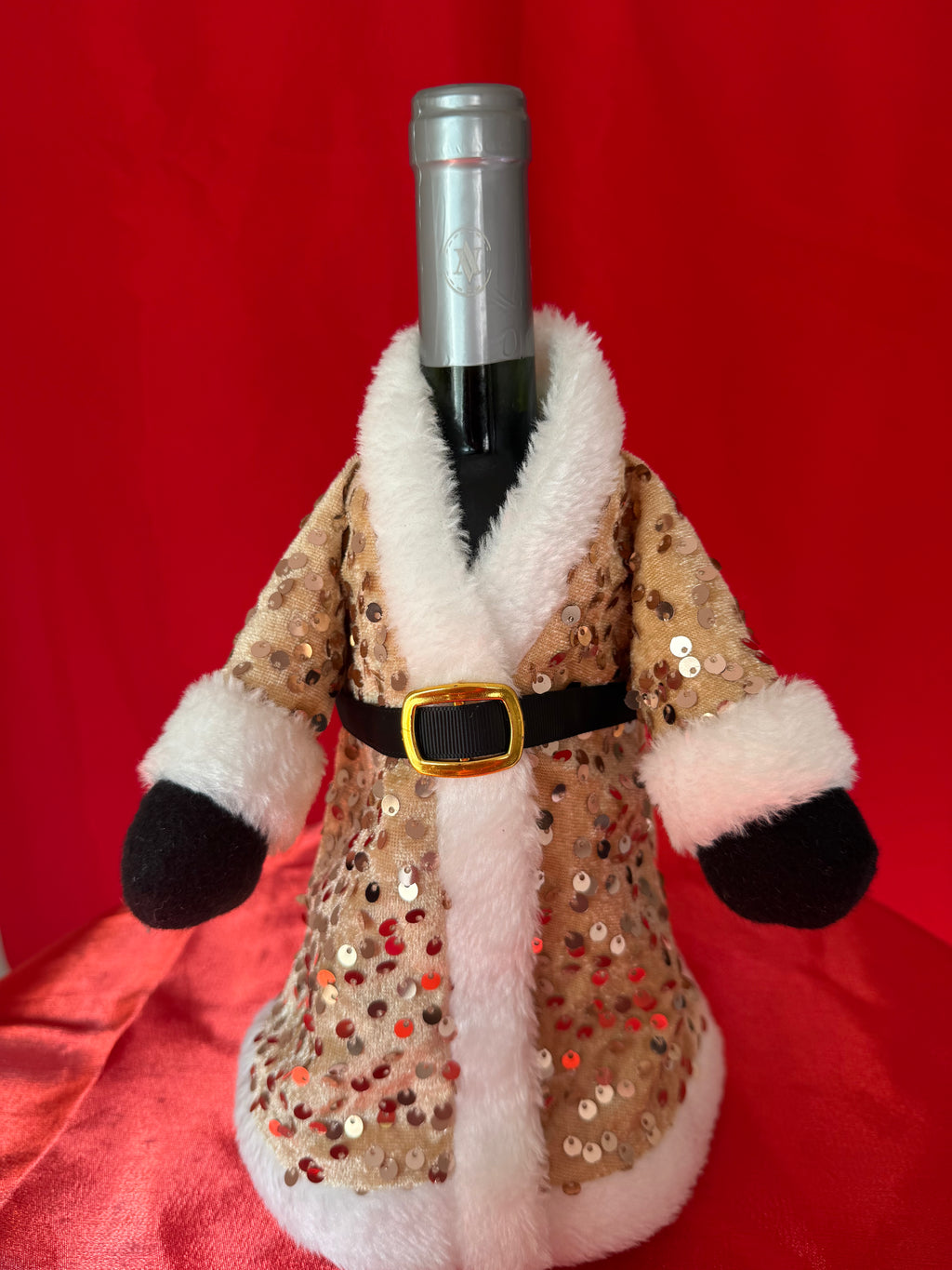 Sequin Gold Holiday Attire for Bottles