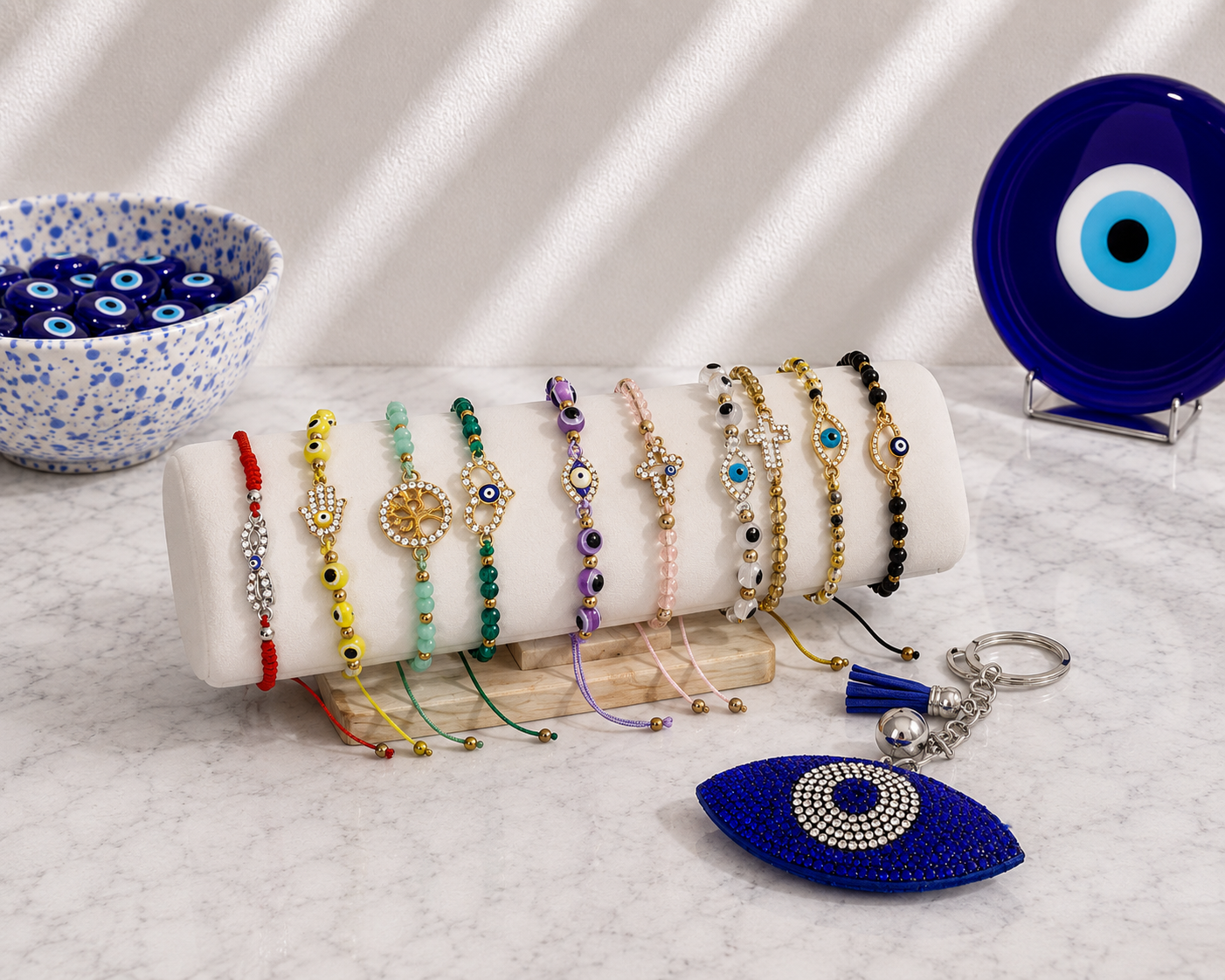 Evil Eye String Bracelets set of 10