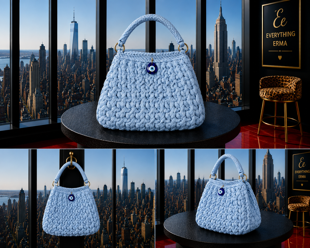 Crocheted Evil Eye Shoulder Bag