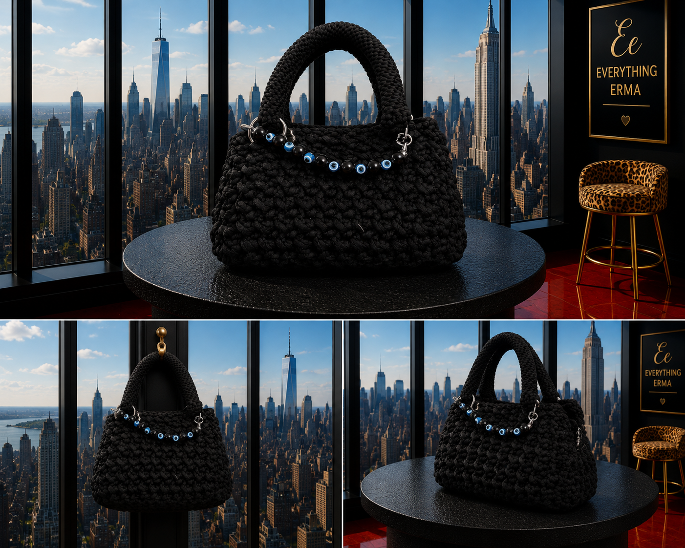 Crocheted Evil Eye Shoulder Bag