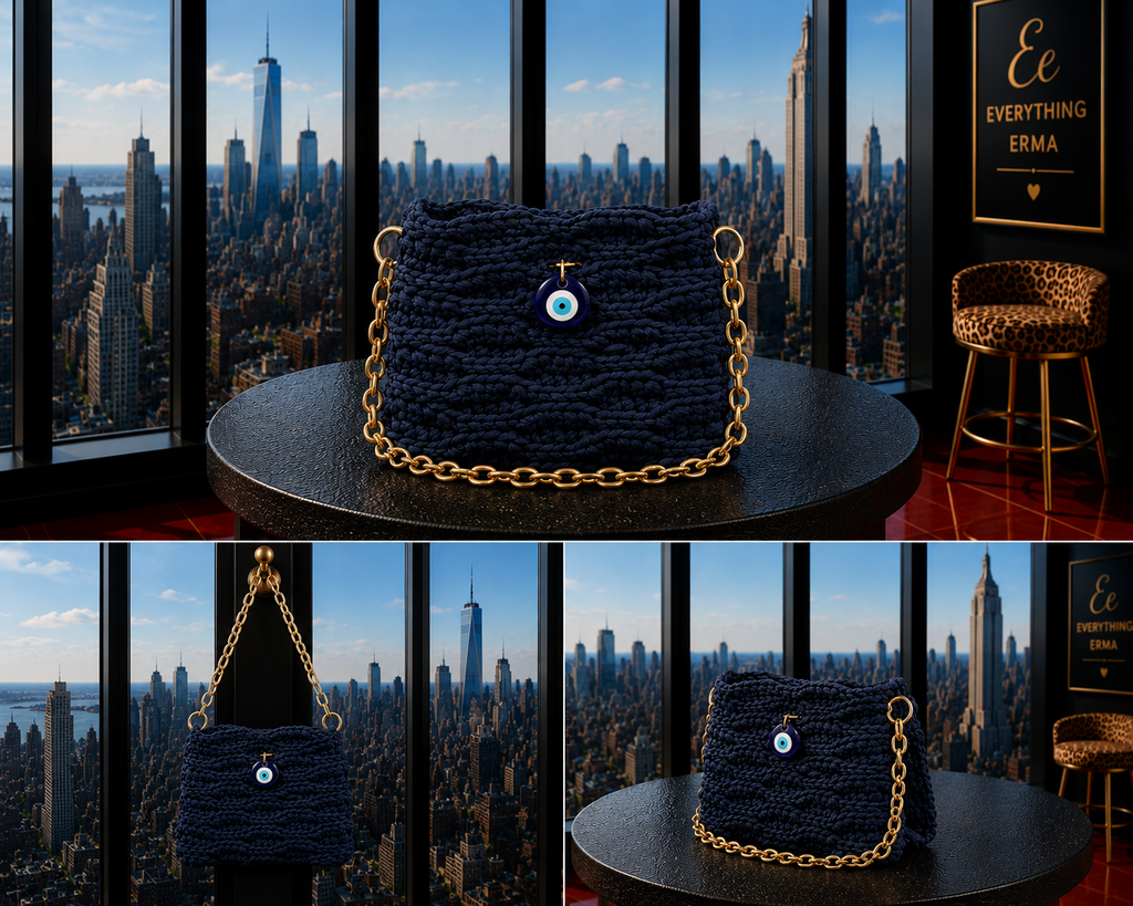 Crocheted Evil Eye Shoulder Bag