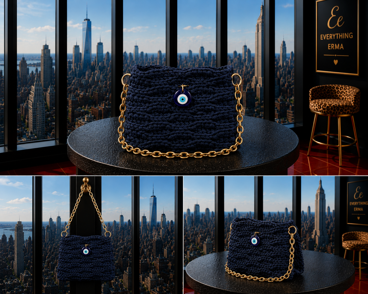 Crocheted Evil Eye Shoulder Bag