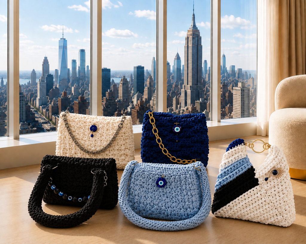 Crocheted Evil Eye Shoulder Bag
