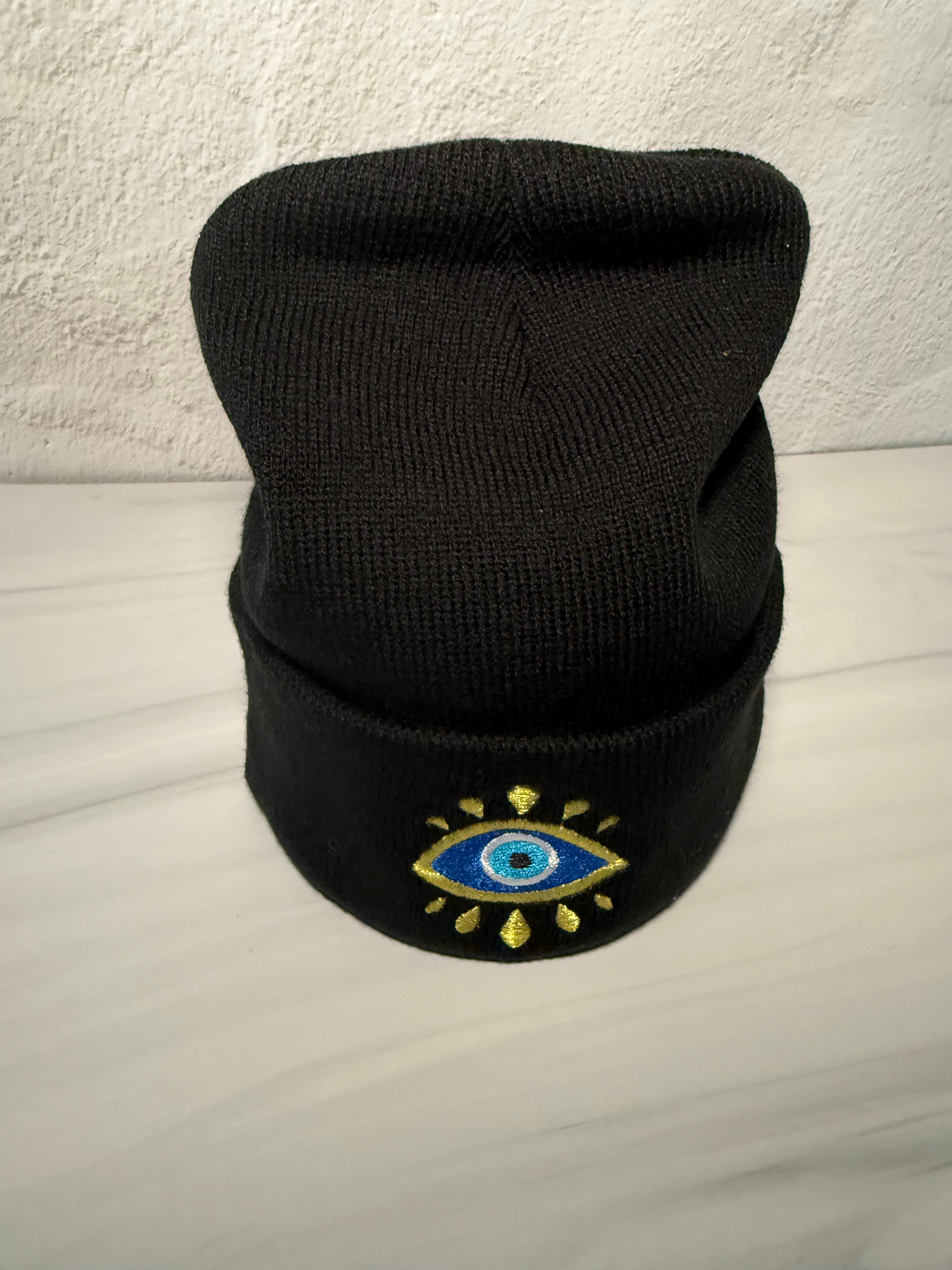 Evil Eye Embroidered Beanie