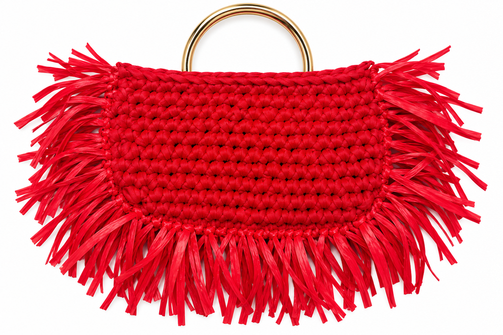Matching Mommy and Me Red Boho Fringe  Handbag - "The Crab Bag