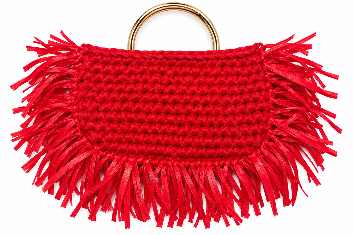 Matching Mommy and Me Red Boho Fringe  Handbag - "The Crab Bag