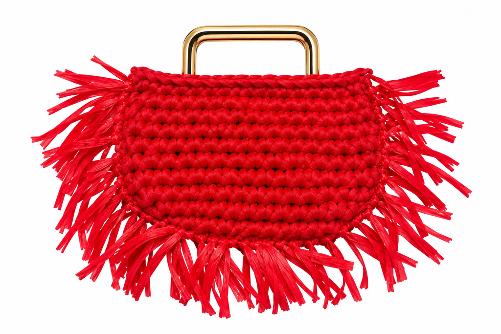 Matching Mommy and Me Red Boho Fringe  Handbag - "The Crab Bag