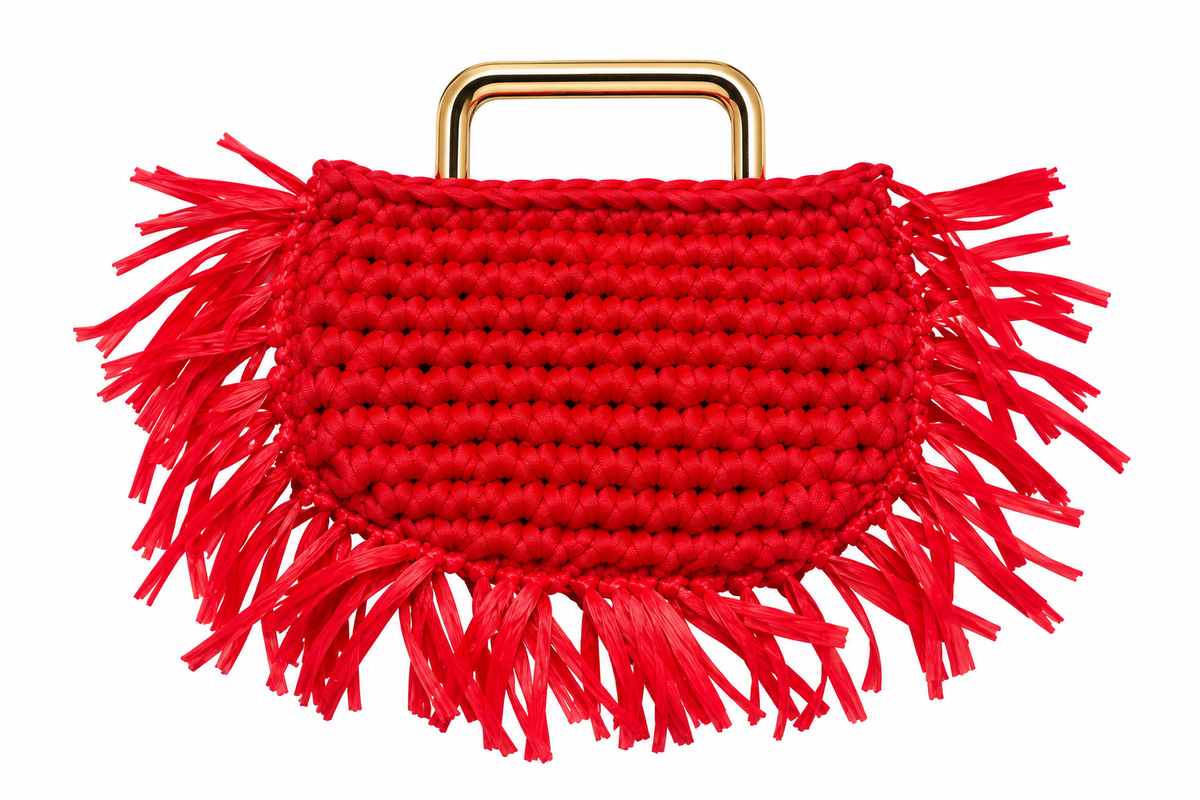 Matching Mommy and Me Red Boho Fringe  Handbag - "The Crab Bag