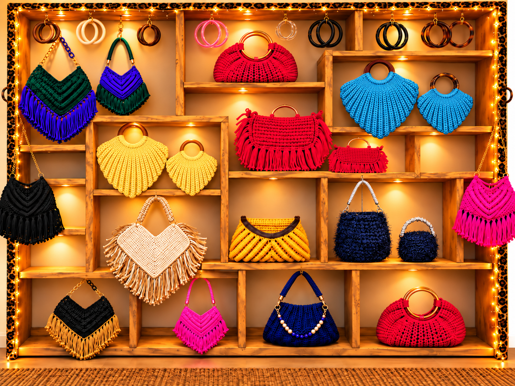 Crocheted Ribbed Shell Bag
