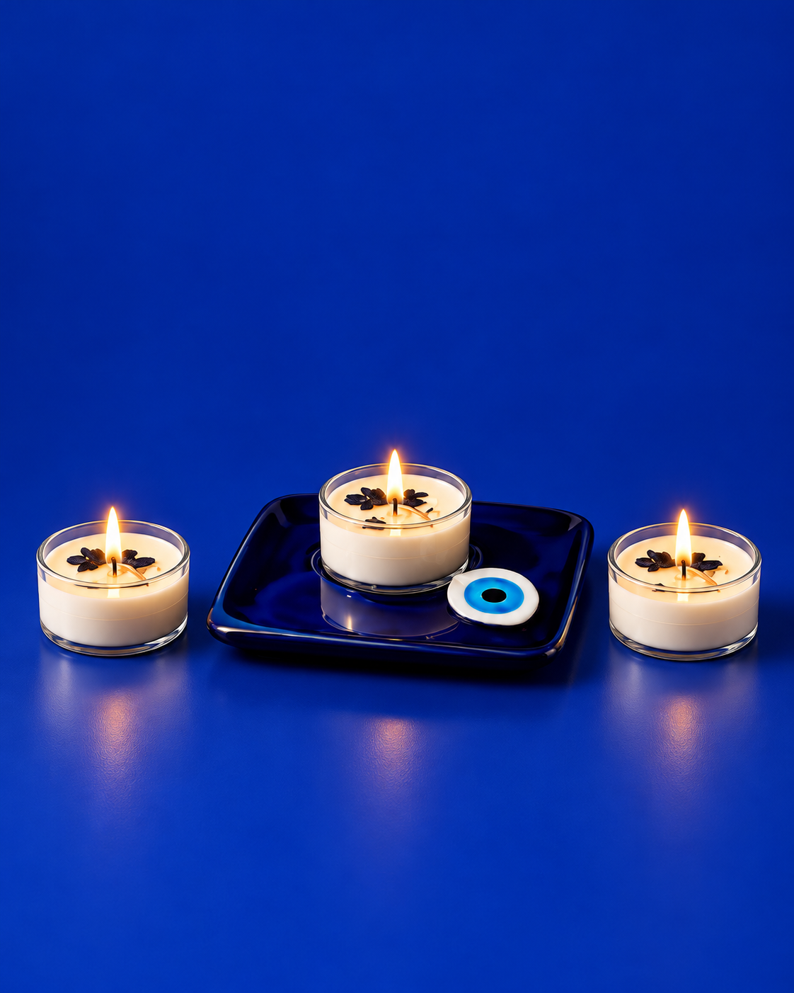 1 Evil Eye Candle Holder, 3 T Light Evil Eye Candles