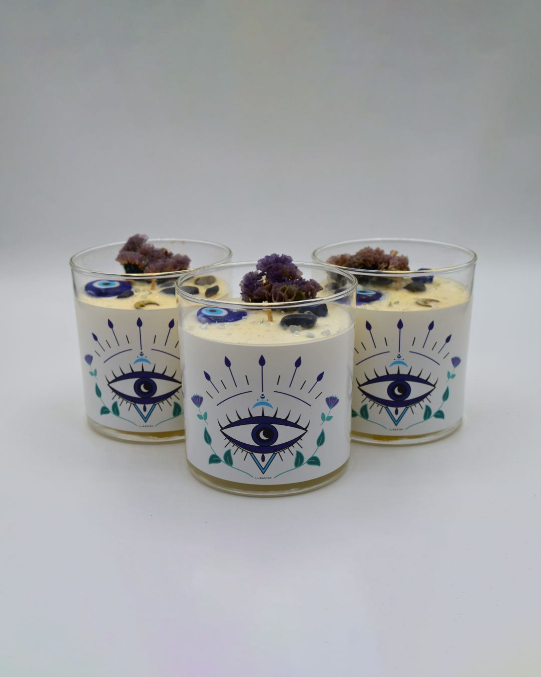 Evil Eye Protection Ritual Candle - Blue & White