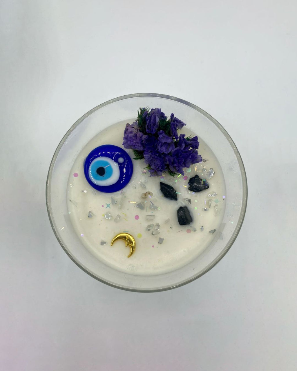 Evil Eye Protection Ritual Candle - Blue & White
