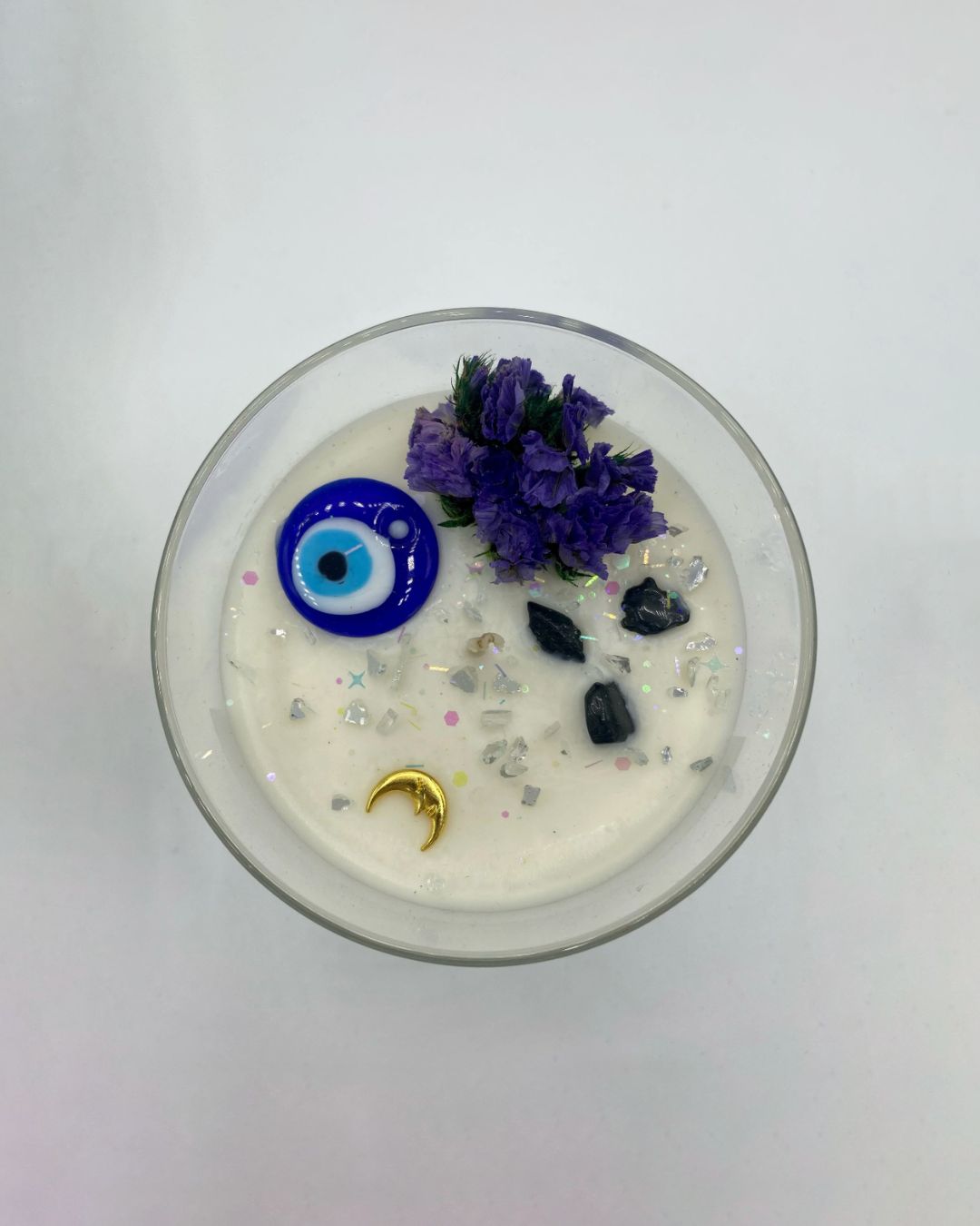 Evil Eye Protection Ritual Candle - Blue & White
