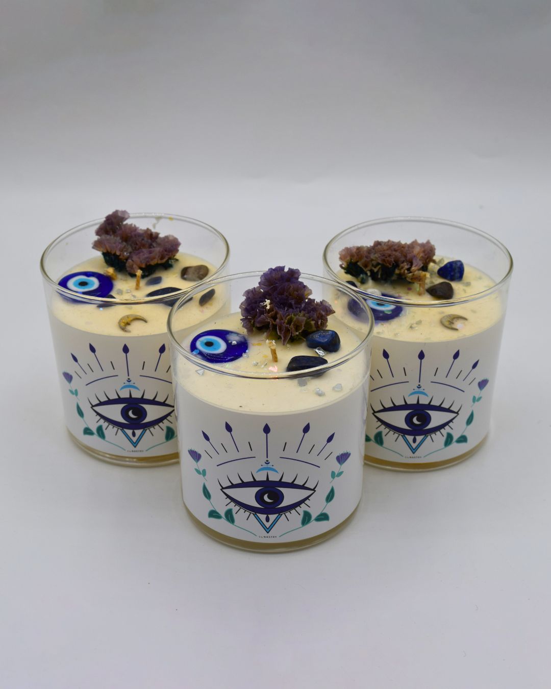 Evil Eye Protection Ritual Candle - Blue & White