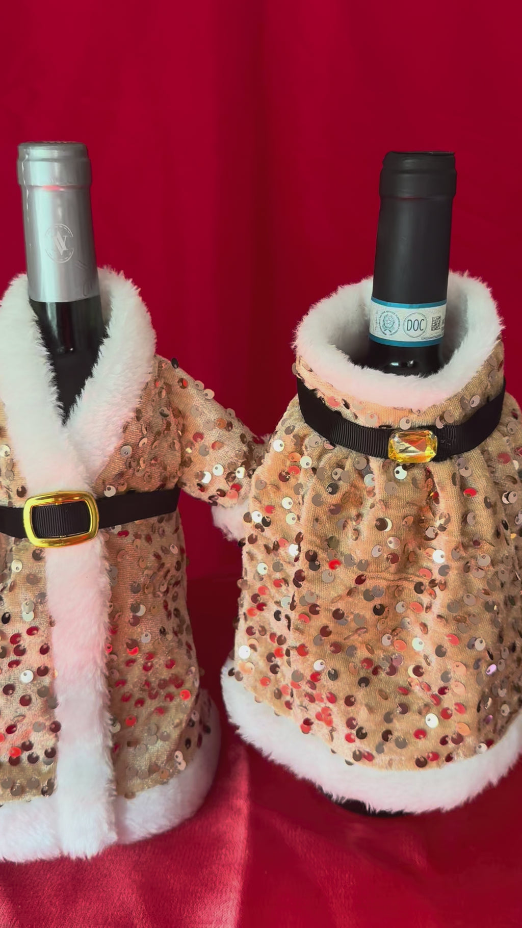 Sequin Gold Holiday Attire for Bottles