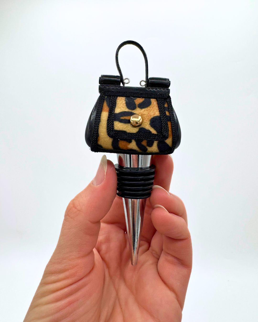Leopard Print Wine Fashion Set - Dress Bottle Opener, Purse & Shoe Wine Stoppers